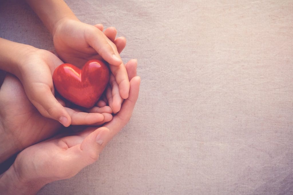 Image of two hands holding a heart shapes object