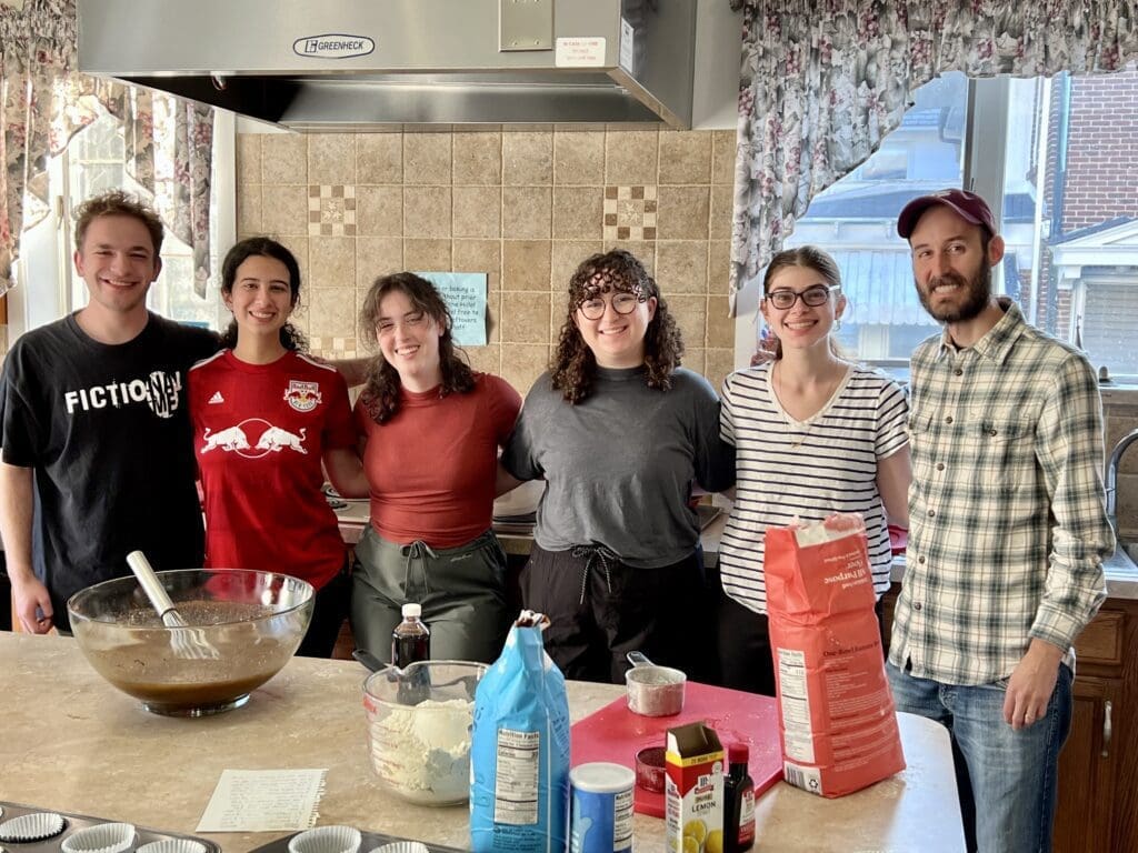 College Hillel students in kitchen