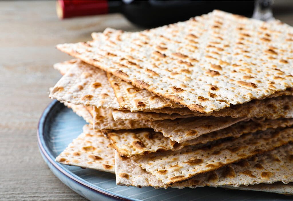 Plate of Matzoh on a table